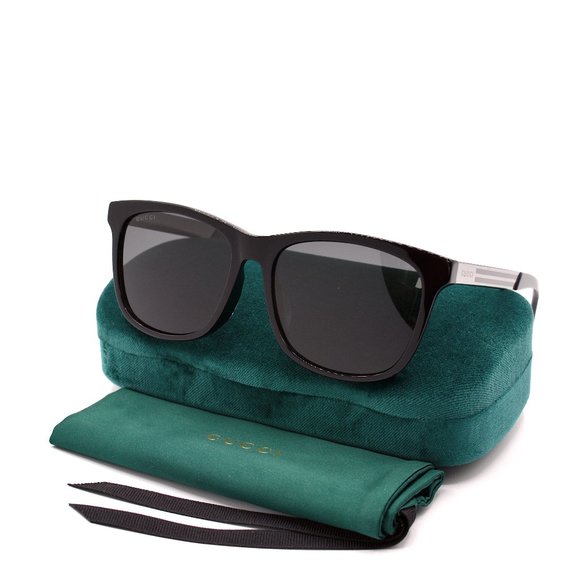 NEW GUCCI GG0695SA 001 BLACK RUTHENIUM GREY AUTHENTIC SUNGLASSES - Picture 3 of 13